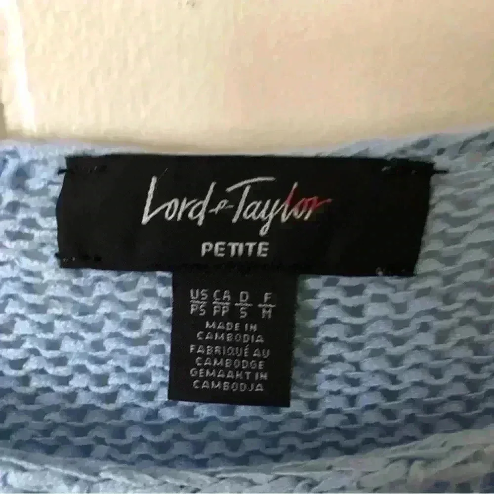 Lord & Taylor Knit Light Blue Cotton Blend Top Sweater Size PS - Picture 2 of 8